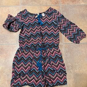 Girls Justice Multicolor Chevron Romper with Blue Tassels